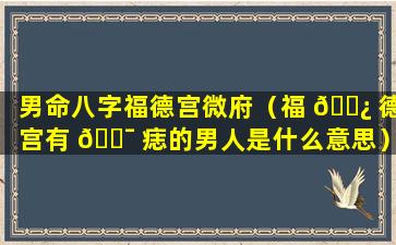 男命八字福德宫微府（福 🌿 德宫有 🐯 痣的男人是什么意思）